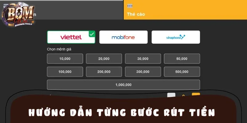 Đăng nhập tài khoản BOMWIN để tiến hành quy trình rút